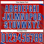 Custom Red Royal-White Lines Sports Sublimation Soccer Uniform Jersey