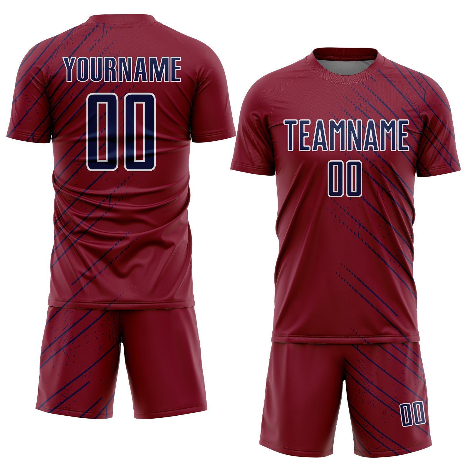 Custom Crimson Navy-Black Lines Sports Sublimation Soccer Uniform Jersey