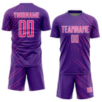 Custom Purple Pink-White Lines Sports Sublimation Soccer Uniform Jersey