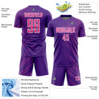 Custom Purple Pink-White Lines Sports Sublimation Soccer Uniform Jersey