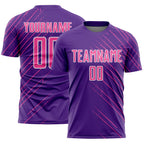 Custom Purple Pink-White Lines Sports Sublimation Soccer Uniform Jersey