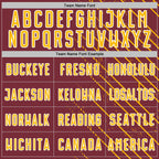 Custom Burgundy Gold-White Lines Sports Sublimation Soccer Uniform Jersey