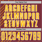 Custom Burgundy Gold-White Lines Sports Sublimation Soccer Uniform Jersey