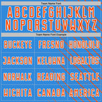 Custom Powder Blue Orange-White Lines Sports Sublimation Soccer Uniform Jersey