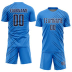 Custom Powder Blue Navy-White Lines Sports Sublimation Soccer Uniform Jersey