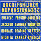 Custom Thunder Blue Yellow-White Lines Sports Sublimation Soccer Uniform Jersey