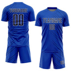 Custom Thunder Blue Navy-White Lines Sports Sublimation Soccer Uniform Jersey