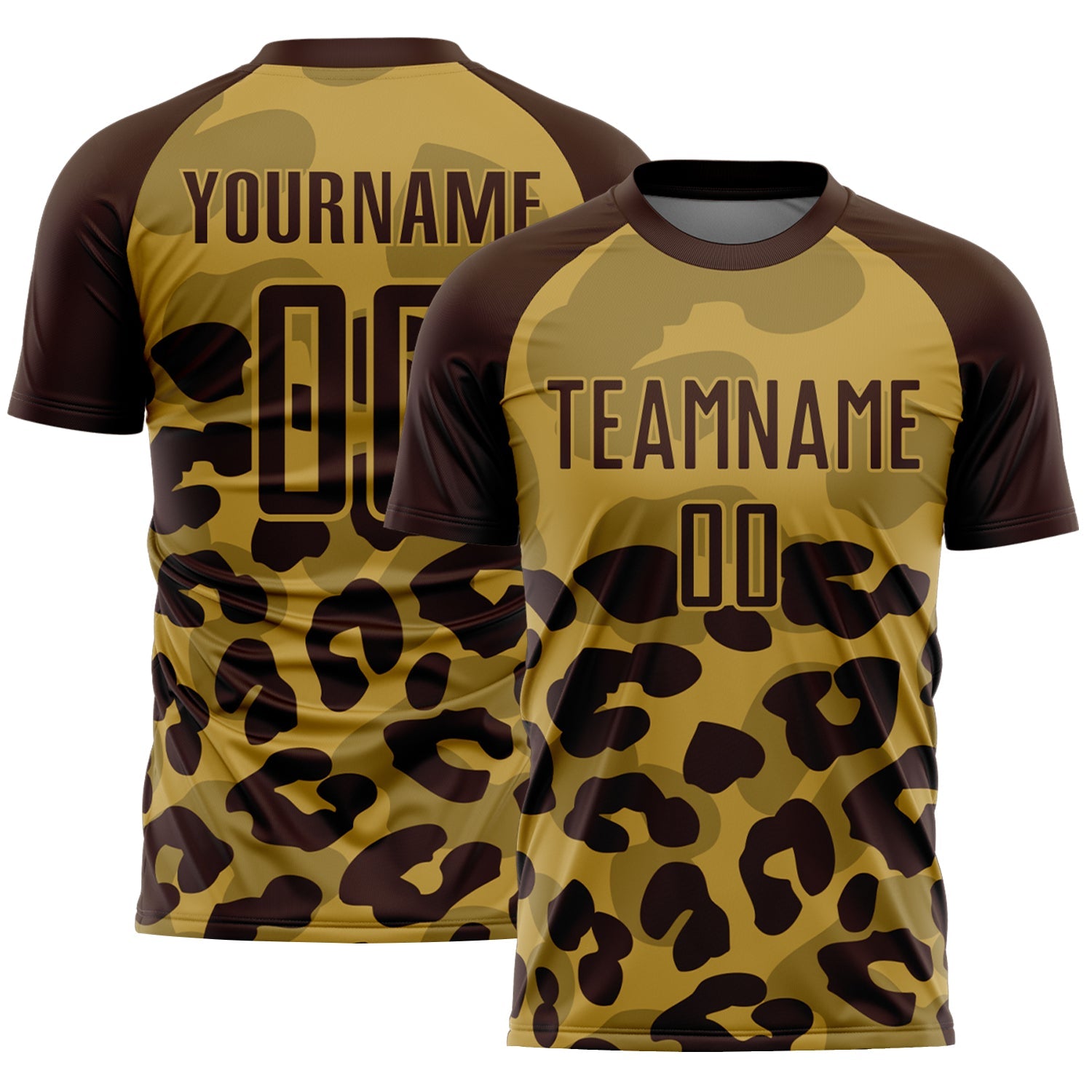 Custom Brown Old Gold Animal Leopard Print Sports Sublimation Soccer Uniform Jersey