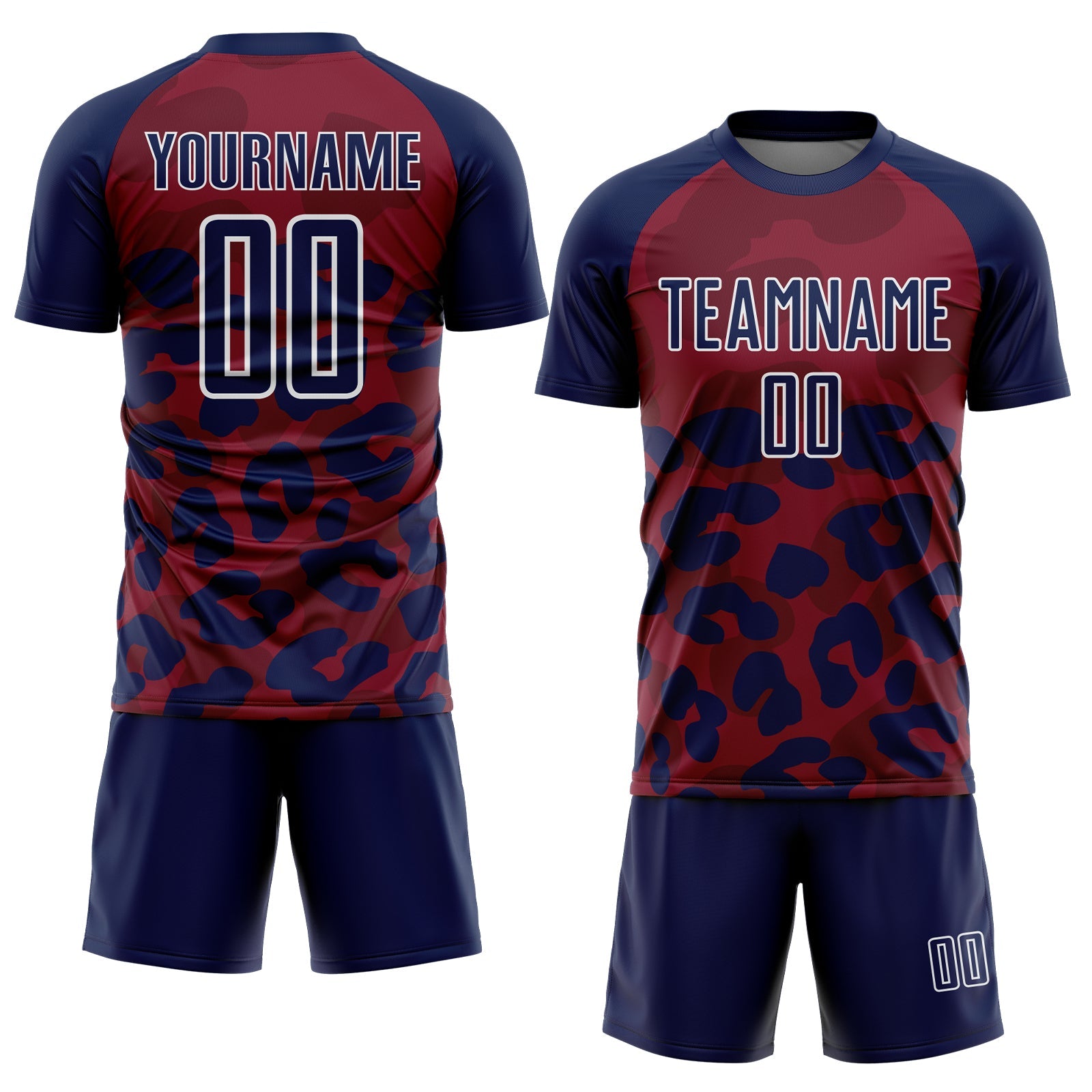 Custom Navy Crimson-White Animal Leopard Print Sports Sublimation Soccer Uniform Jersey