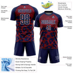 Custom Navy Crimson-White Animal Leopard Print Sports Sublimation Soccer Uniform Jersey