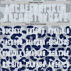 Custom Navy Silver-White Animal Leopard Print Sports Sublimation Soccer Uniform Jersey