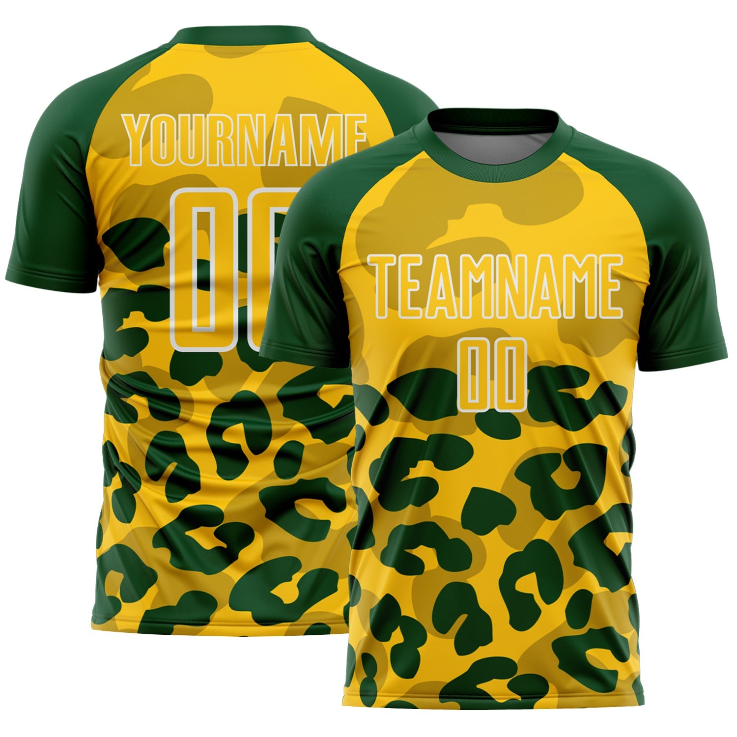 Custom Green Yellow-White Animal Leopard Print Sports Sublimation Soccer Uniform Jersey