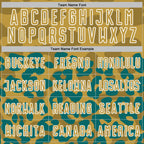 Custom Teal Old Gold-White Animal Leopard Print Sports Sublimation Soccer Uniform Jersey