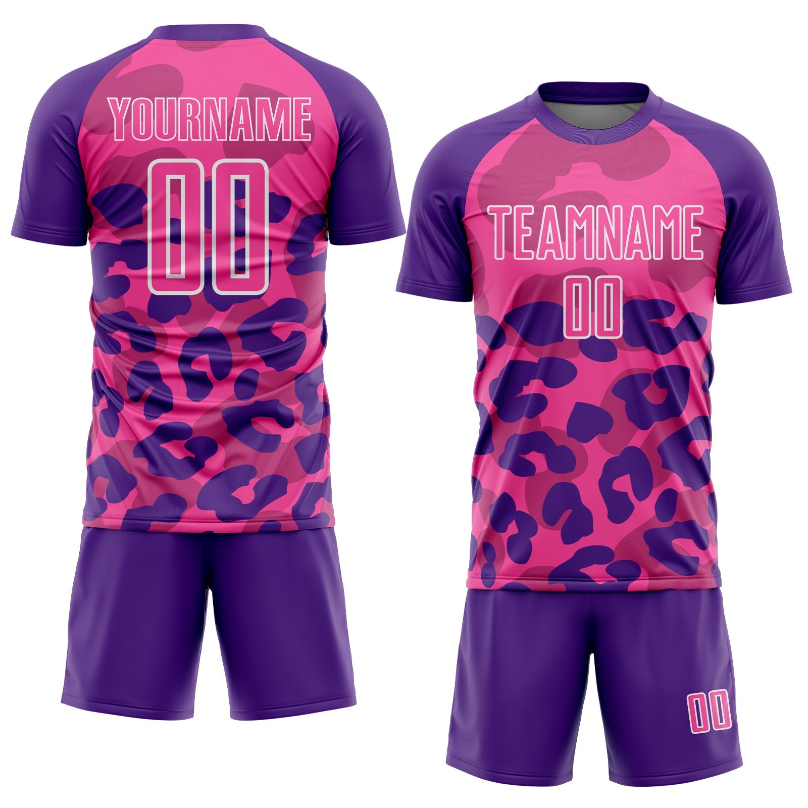 Custom Purple Pink-White Animal Leopard Print Sports Sublimation Soccer Uniform Jersey