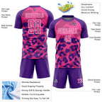 Custom Purple Pink-White Animal Leopard Print Sports Sublimation Soccer Uniform Jersey