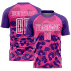 Custom Purple Pink-White Animal Leopard Print Sports Sublimation Soccer Uniform Jersey