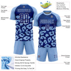 Custom Light Blue Royal-White Animal Leopard Print Sports Sublimation Soccer Uniform Jersey