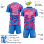 Custom Powder Blue Pink-White Animal Leopard Print Sports Sublimation Soccer Uniform Jersey