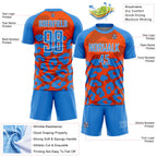 Custom Powder Blue Orange-White Animal Leopard Print Sports Sublimation Soccer Uniform Jersey