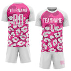 Custom White Pink Animal Leopard Print Sports Sublimation Soccer Uniform Jersey