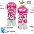 Custom White Pink Animal Leopard Print Sports Sublimation Soccer Uniform Jersey