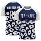 Custom White Navy Animal Leopard Print Sports Sublimation Soccer Uniform Jersey