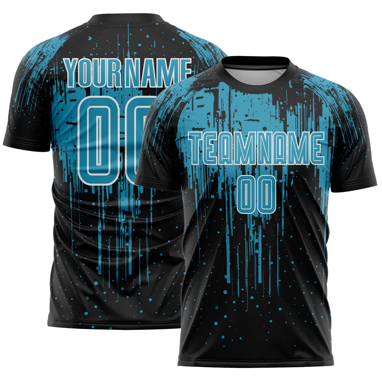 Custom Black Panther Blue-White Dripping Splatte Pattern Sports Sublimation Soccer Uniform Jersey