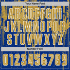 Custom Royal Old Gold-White Dripping Splatte Pattern Sports Sublimation Soccer Uniform Jersey