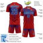 Custom Red Royal-White Dripping Splatte Pattern Sports Sublimation Soccer Uniform Jersey