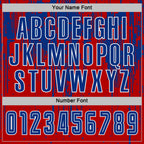 Custom Red Royal-White Dripping Splatte Pattern Sports Sublimation Soccer Uniform Jersey