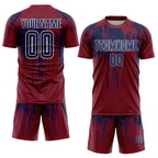 Custom Crimson Navy-White Dripping Splatte Pattern Sports Sublimation Soccer Uniform Jersey