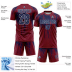 Custom Crimson Navy-White Dripping Splatte Pattern Sports Sublimation Soccer Uniform Jersey