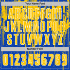 Custom Thunder Blue Yellow-White Dripping Splatte Pattern Sports Sublimation Soccer Uniform Jersey