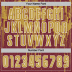 Custom Burgundy Old Gold-White Dripping Splatte Pattern Sports Sublimation Soccer Uniform Jersey