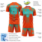 Custom Orange Aqua-White Dripping Splatte Pattern Sports Sublimation Soccer Uniform Jersey