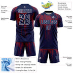 Custom Navy Crimson-White Dripping Splatte Pattern Sports Sublimation Soccer Uniform Jersey