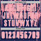 Custom Navy Medium Pink-White Dripping Splatte Pattern Sports Sublimation Soccer Uniform Jersey