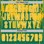 Custom Kelly Green Gold-White Dripping Splatte Pattern Sports Sublimation Soccer Uniform Jersey