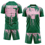 Custom Kelly Green Light Pink-White Dripping Splatte Pattern Sports Sublimation Soccer Uniform Jersey