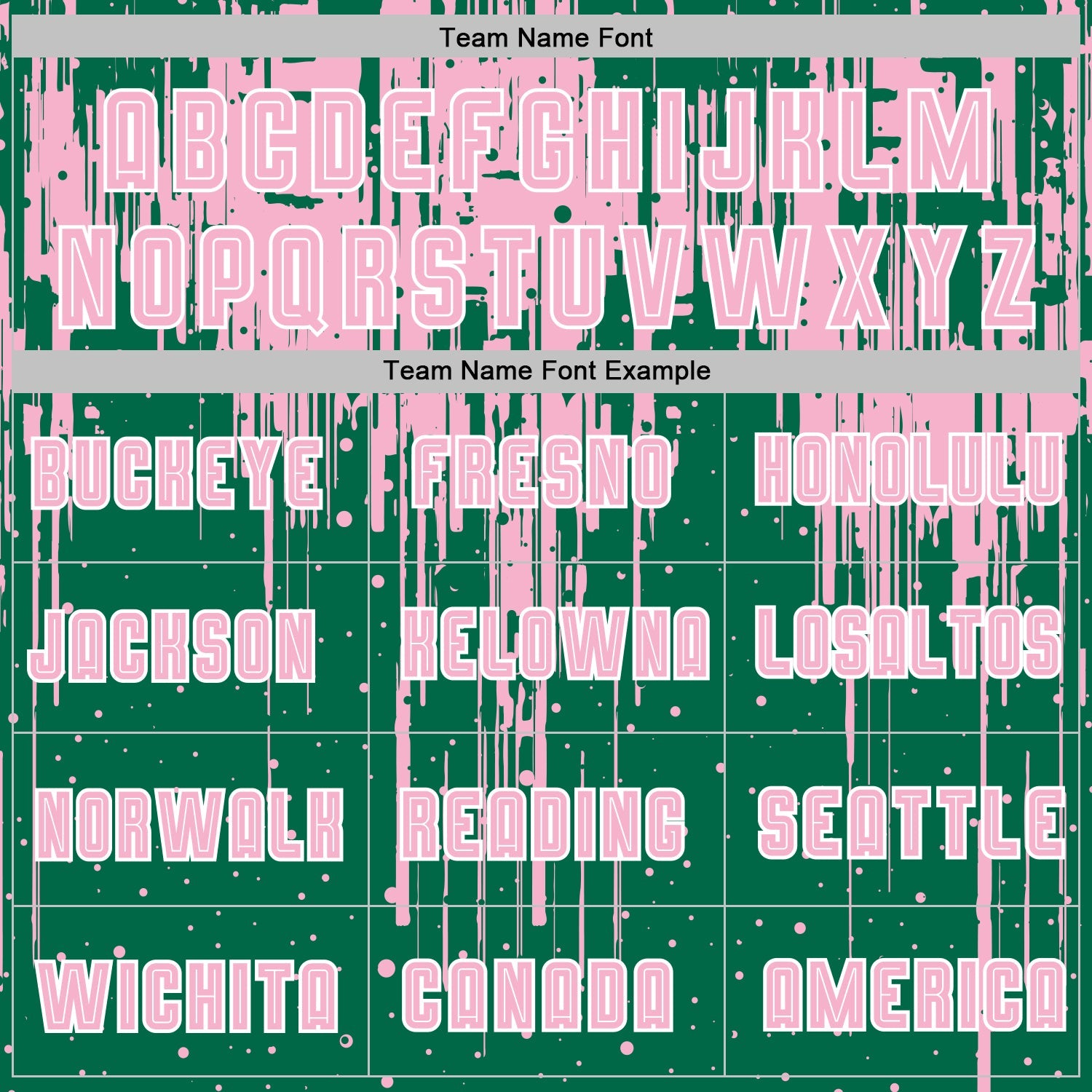 Custom Kelly Green Light Pink-White Dripping Splatte Pattern Sports Sublimation Soccer Uniform Jersey