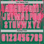 Custom Kelly Green Neon Pink-White Dripping Splatte Pattern Sports Sublimation Soccer Uniform Jersey