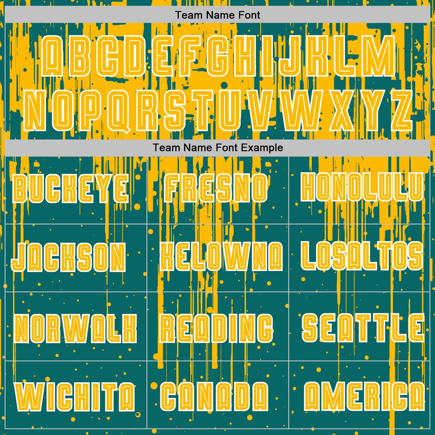 Custom Teal Gold-White Dripping Splatte Pattern Sports Sublimation Soccer Uniform Jersey