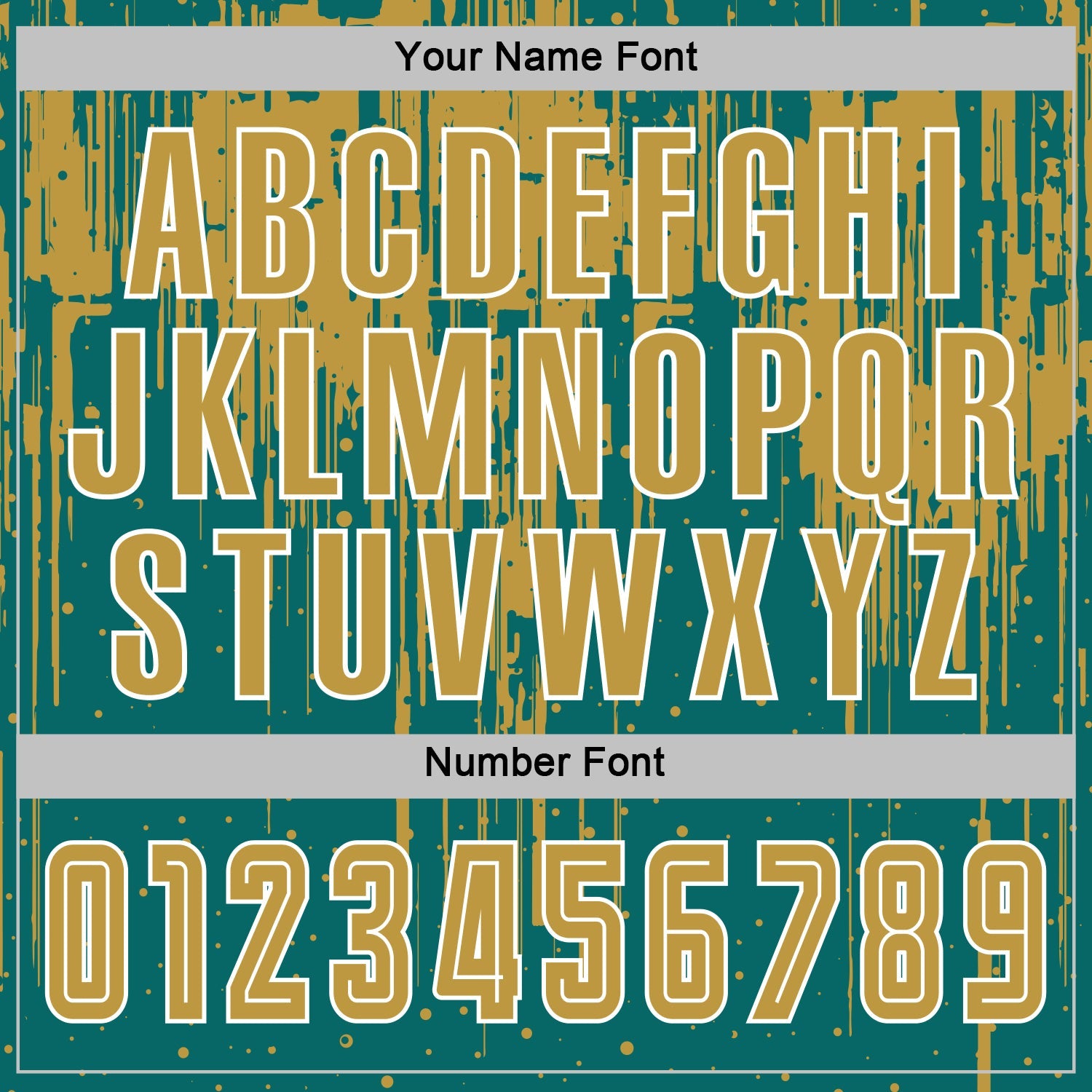 Custom Teal Old Gold-White Dripping Splatte Pattern Sports Sublimation Soccer Uniform Jersey