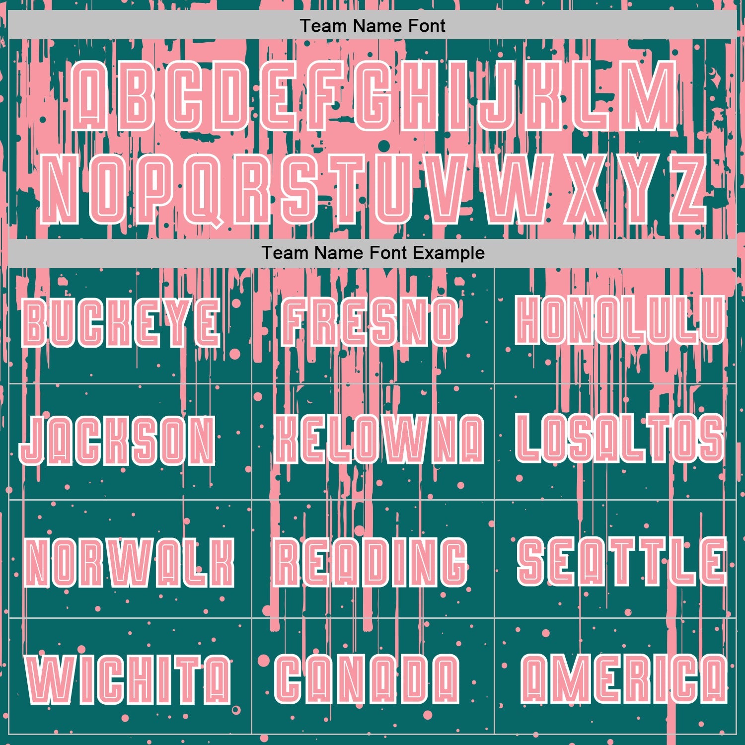 Custom Teal Medium Pink-White Dripping Splatte Pattern Sports Sublimation Soccer Uniform Jersey