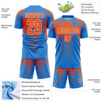 Custom Powder Blue Orange-White Dripping Splatte Pattern Sports Sublimation Soccer Uniform Jersey