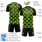 Custom Black Neon Green-Purple Geometric Shapes Sports Sublimation Soccer Uniform Jersey
