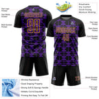 Custom Black Purple-Yellow Geometric Shapes Sports Sublimation Soccer Uniform Jersey