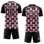 Custom Black Light Pink Geometric Shapes Sports Sublimation Soccer Uniform Jersey