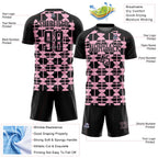 Custom Black Light Pink Geometric Shapes Sports Sublimation Soccer Uniform Jersey