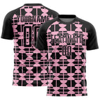 Custom Black Light Pink Geometric Shapes Sports Sublimation Soccer Uniform Jersey